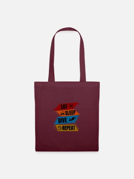Eat Sleep Dive Repeat Shirt - Stoffbeutel - Burgunderrot