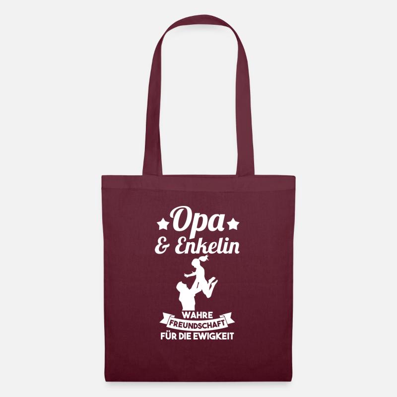 Opa und Enkelin - Stoffbeutel - Burgunderrot