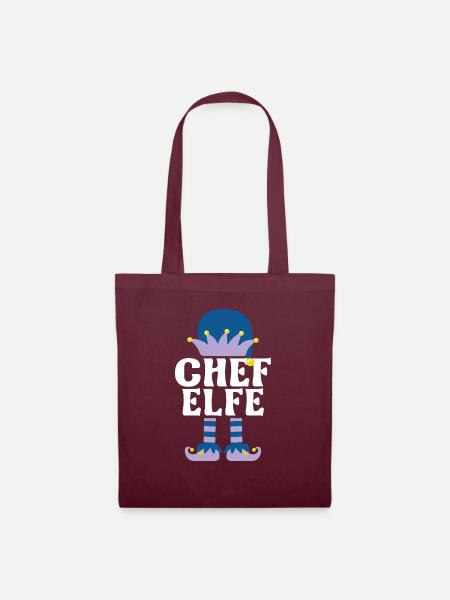 Weihnachten Elf Elfe Chef Elfe Geschenk - Stoffbeutel - Burgunderrot