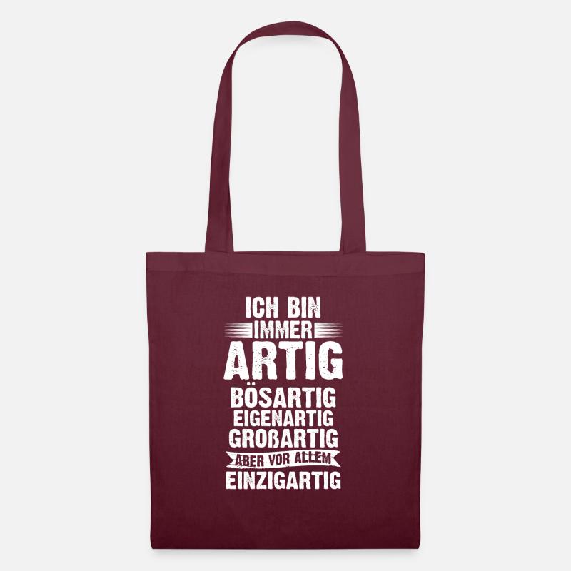 Ich Bin Immer Artig - Stoffbeutel - Burgunderrot