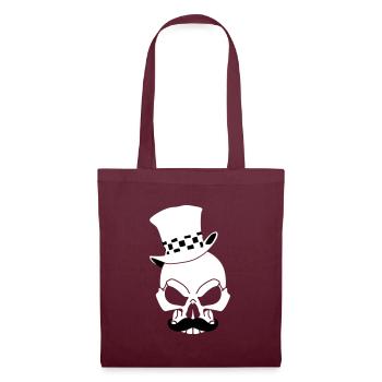 Lustiger Piratenschädel - Stoffbeutel - Burgunderrot - Vorne