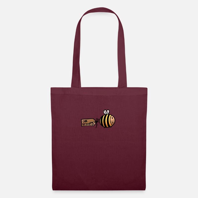 Bee happy Bienen Imker - Stoffbeutel - Burgunderrot