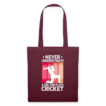 Ne sous-estimez jamais une fille qui joue au cricket - Sac en tissu - bordeaux - Devant