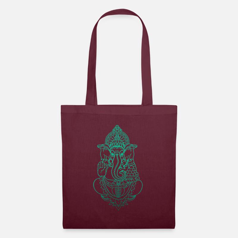 Psy Trance Psychedelic GOA Ganesha Shiva Buddha - Stoffbeutel - Burgunderrot