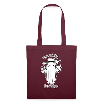 Cute Cactus with hat - Not prickly, but edgy - Tote Bag - burgundy - Front
