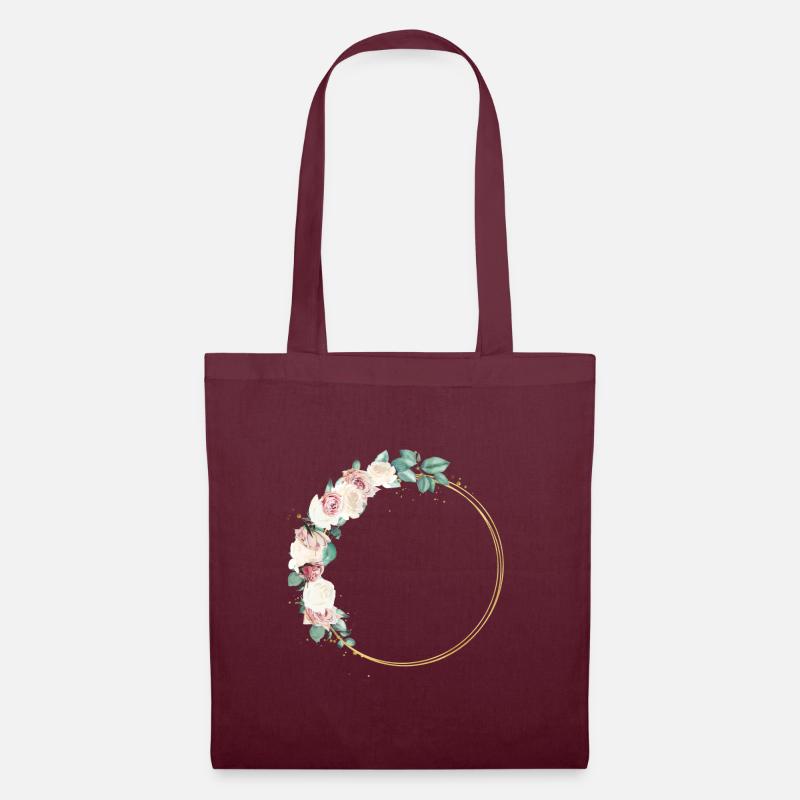 New roses wreath 1 - Stoffbeutel - Burgunderrot
