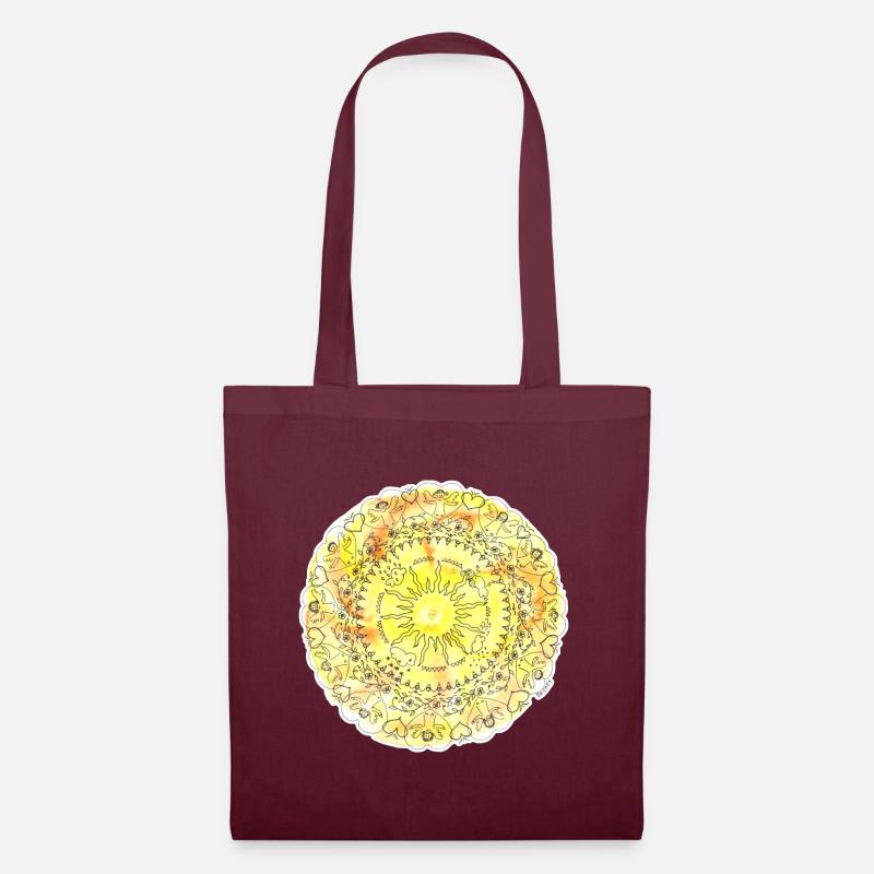 Mandala "Du bist wunderbar" - Aquarell - Stoffbeutel - Burgunderrot