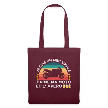 J'aime ma moto et l' apéro humour motard cadeau - Sac en tissu - bordeaux - Devant