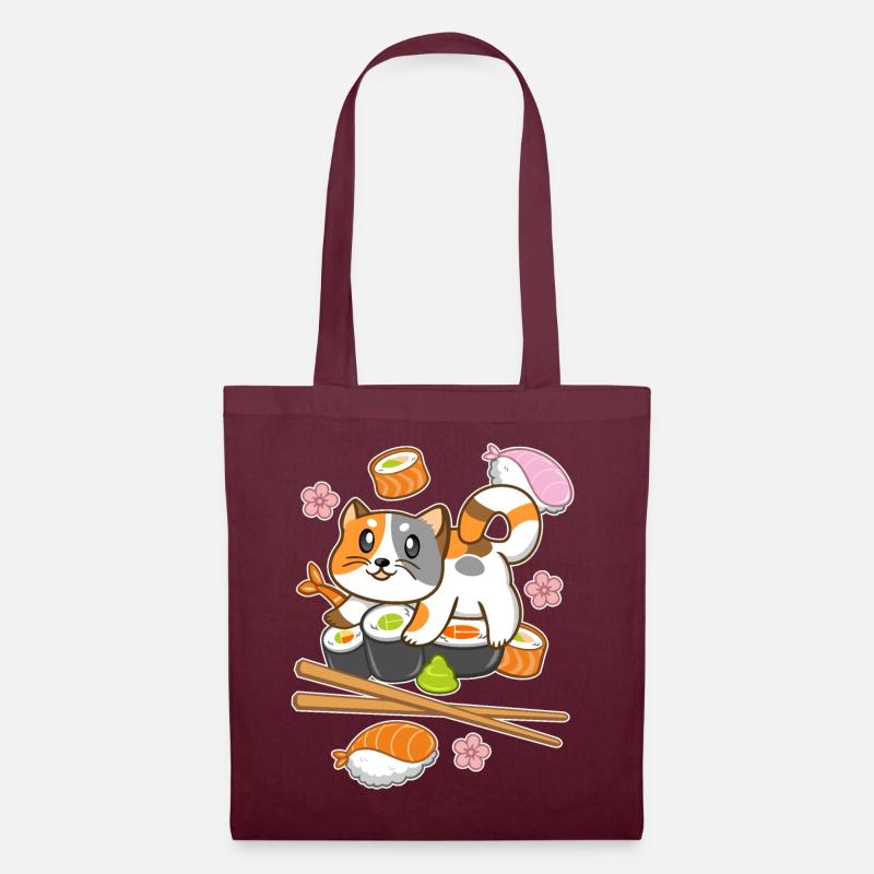 Sushi cat - Tote Bag - burgundy