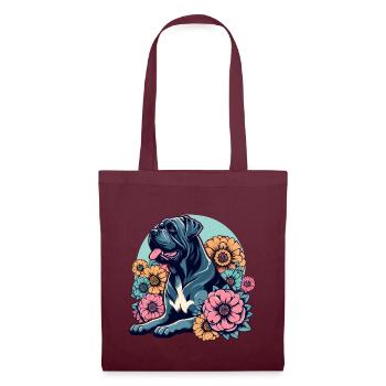 Cane Corso Retro Pastell Blumen - Stoffbeutel - Burgunderrot - Vorne