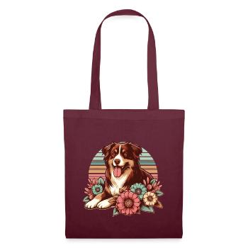 Australian Shepherd red tri Pastel Retro Flowers - Tote Bag - burgundy - Front