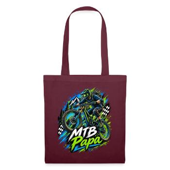 MTB Papa Abenteuerprint Geschenkidee - Stoffbeutel - Burgunderrot - Vorne