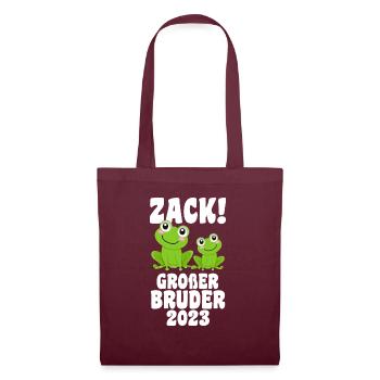 Bruder Geschwister Frosch Grosser Bruder Geschenk - Stoffbeutel - Burgunderrot - Vorne