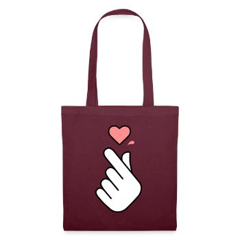 K-Pop Hand Symbol with Heart - Tote Bag - burgundy - Front