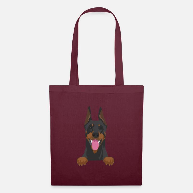Dobermann Hund - Dobermann - Stoffbeutel - Burgunderrot