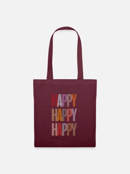 Happy Happy Happy I Design by Baddeldaddel - Stoffbeutel - Burgunderrot