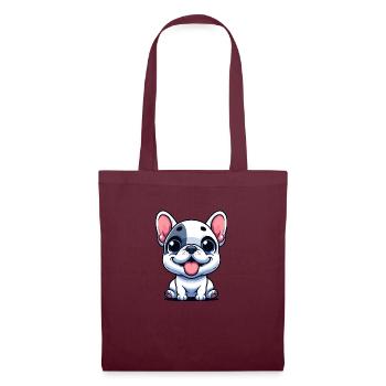 Designs For Kids – Fröhliche Frenchies - Stoffbeutel - Burgunderrot - Vorne