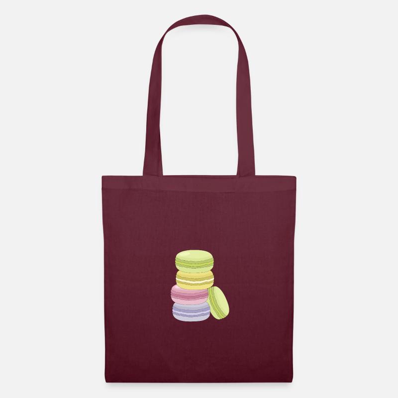 Zuckersüße, bunte Macarons - Stoffbeutel - Burgunderrot