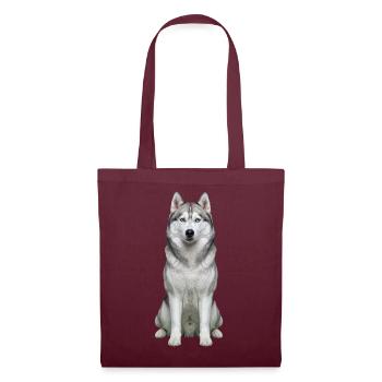 Eises, husky-blauäugiges Porträt - Stoffbeutel - Burgunderrot - Vorne