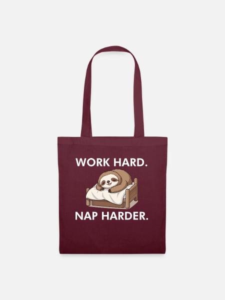 Work hard Nap Harder - Stoffbeutel - Burgunderrot