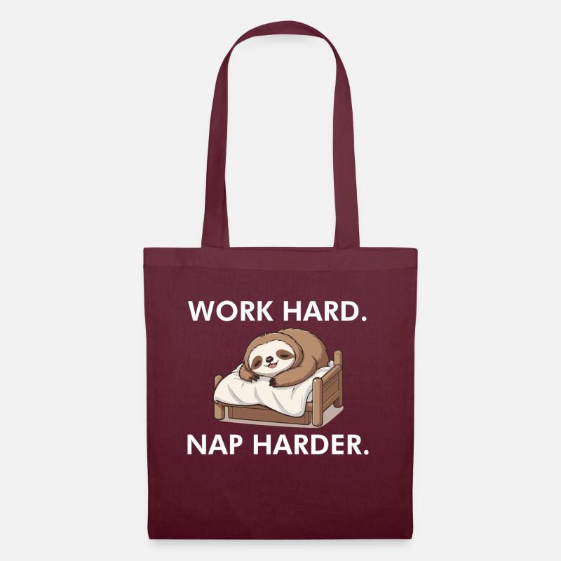 Work hard Nap Harder - Tote Bag - burgundy