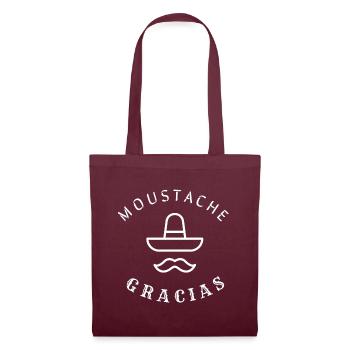 Moustache gracias humour jeu de mot muchas gracias - Sac en tissu - bordeaux - Devant