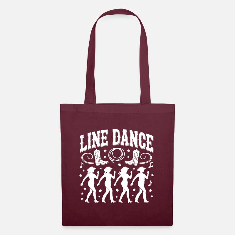 Line Dancer in einer Reihe Linedance mein Hobby - Stoffbeutel - Burgunderrot