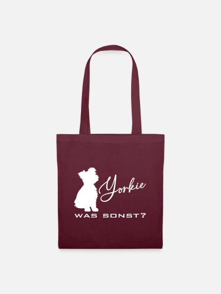 Yorkshire Terrier Yorkie Silhouette - Stoffbeutel - Burgunderrot