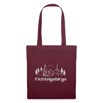 Fichtelgebirge mit Hütte und Luchs - Stoffbeutel - Burgunderrot - Vorne
