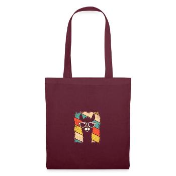 Retro Lama Alpaca with Sunglasses Lama Alpaka - Tote Bag - burgundy - Front