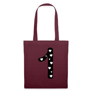 1 anniversaire avec le cœur - Sac en tissu - bordeaux - Devant