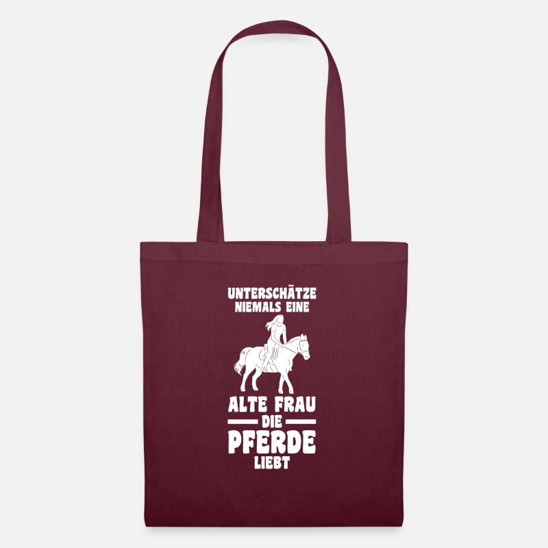 Reiterin Pferd Pferde Geschenk - Stoffbeutel - Burgunderrot