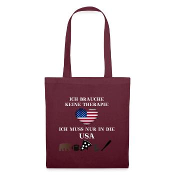 USA Therapie lustig witzig Geschenkidee Amerika - Stoffbeutel - Burgunderrot - Vorne