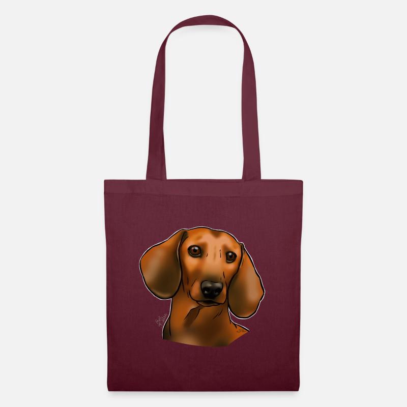Dachshund chocolate (without text) dark textiles) - Tote Bag - burgundy