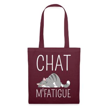 Chat m'fatigue.Cadeau humour chat fatigué. - Sac en tissu - bordeaux - Devant