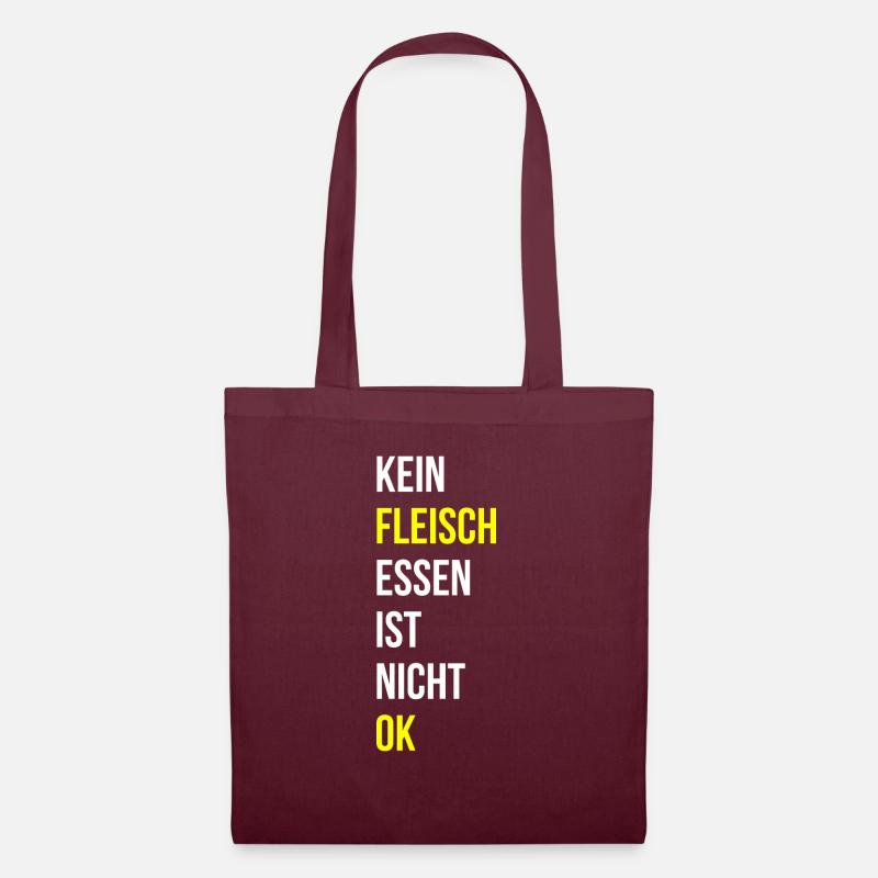 Fleisch essen Spruch - Stoffbeutel - Burgunderrot