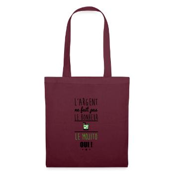 Argent Pas Bonheur Mojito, alcool, humour - Sac en tissu - bordeaux - Devant