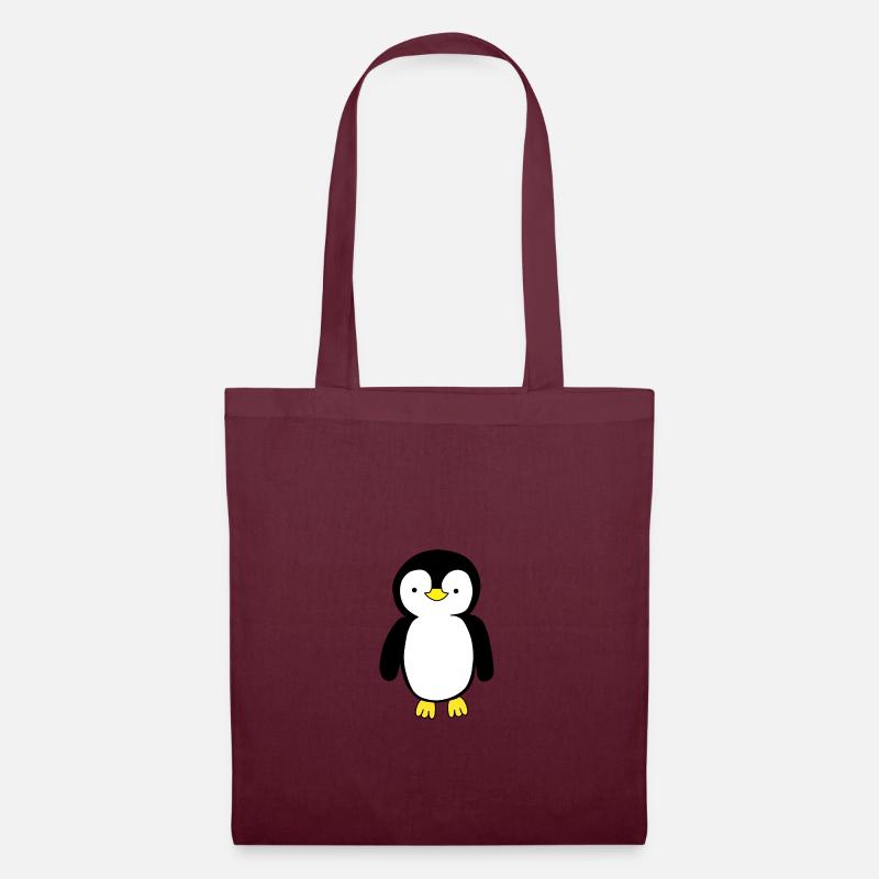 Pinguin - Stoffbeutel - Burgunderrot