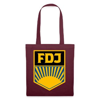 FDJ - Freie Deutsche Jugend (eckig, dreifarbig) - Stoffbeutel - Burgunderrot - Vorne