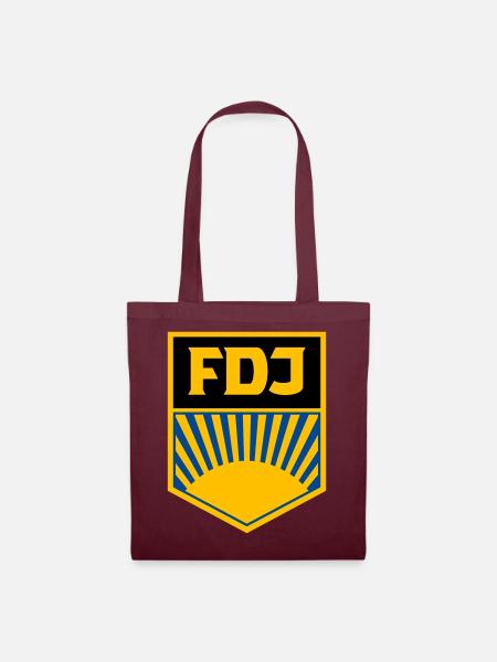 FDJ - Freie Deutsche Jugend (eckig, dreifarbig) - Stoffbeutel - Burgunderrot