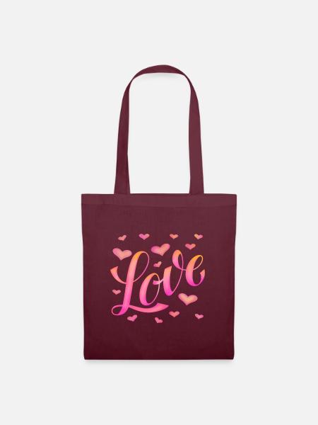 Love - Designed by KissingLetters - Stoffbeutel - Burgunderrot