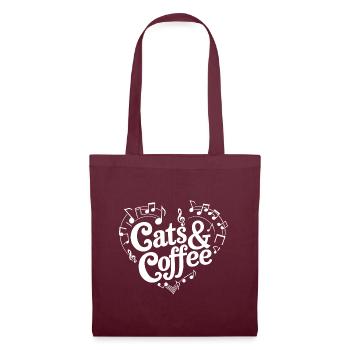 J’adore les chats et le café - Sac en tissu - bordeaux - Devant