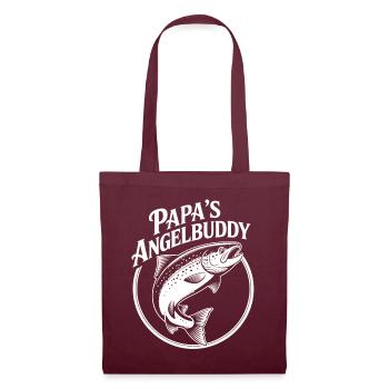 Papas Angelbuddy Angelexperte Fischen mit Papa - Stoffbeutel - Burgunderrot - Vorne