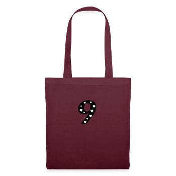 9 Birthday with heart - Tote Bag - burgundy - Front