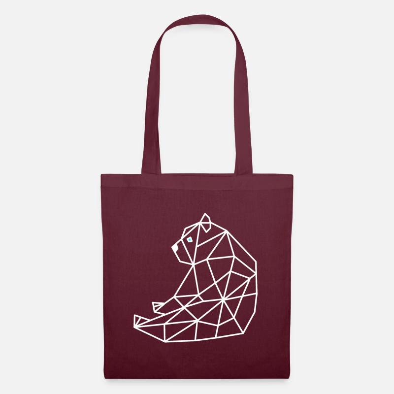 Bear Geometric Line - Tote Bag - burgundy