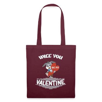 Will you be my valentine - Stoffbeutel - Burgunderrot - Vorne