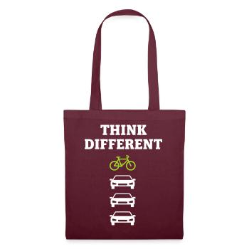 Think Different Bicycle - Eco Cycling Bike Design - Tote Bag - burgundy - Front