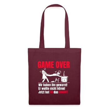Game Over - Stoffbeutel - Burgunderrot - Vorne