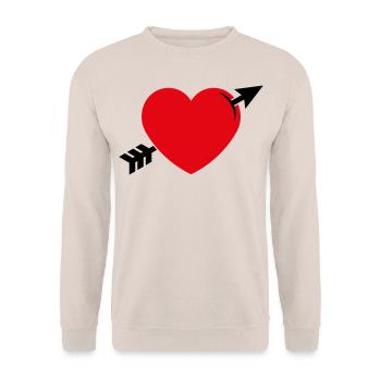 Heart With Arrow Of Love (Valentine’s Day / 2C) - Unisex Sweatshirt - sand - Front - Alina (178cm) & Michal (187cm)