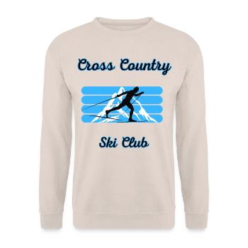 Cross Country Ski Club Sweater, Apres Ski Outfit - Unisex Sweatshirt - sand - Front - Alina (178cm) & Michal (187cm)